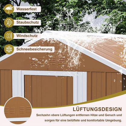 Casetta da giardino 1,8x1 m, capanno per attrezzi da esterno in metallo resistente alle intemperie con finestra, porta con serratura e sistema di ventilazione, senza pavimento, robusta casetta da giardino in acciaio per corti
