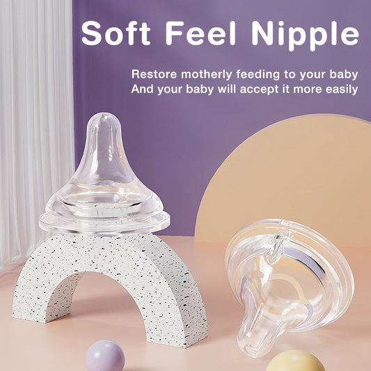MAMIJOY 2 Pezzi Ciuccio per Neonati in Silicone Liquido Morbido, Accessori per Neonati, Foro a S e Foro Rotondo a L, Senza BPA