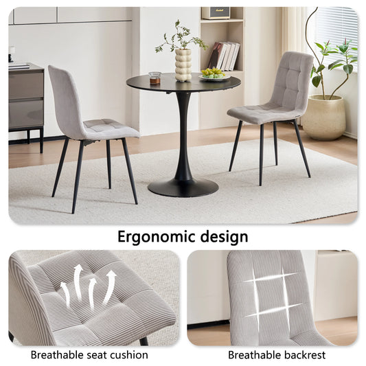 EGOONM Set di 2/4/6 sedie da pranzo moderne Sedie imbottite imbottite in tessuto di velluto a coste Gambe in metallo per sala da pranzo del ristorante