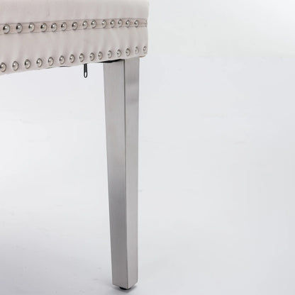 Set di 2 sedie da pranzo in velluto, sedie d’arredo imbottite, 50 cm di larghezza x 95 cm di altezza, con schienale alto e dettagli a bottoni, gambe in acciaio inossidabile cromato e finiture con borchie, sedie da pranzo mo