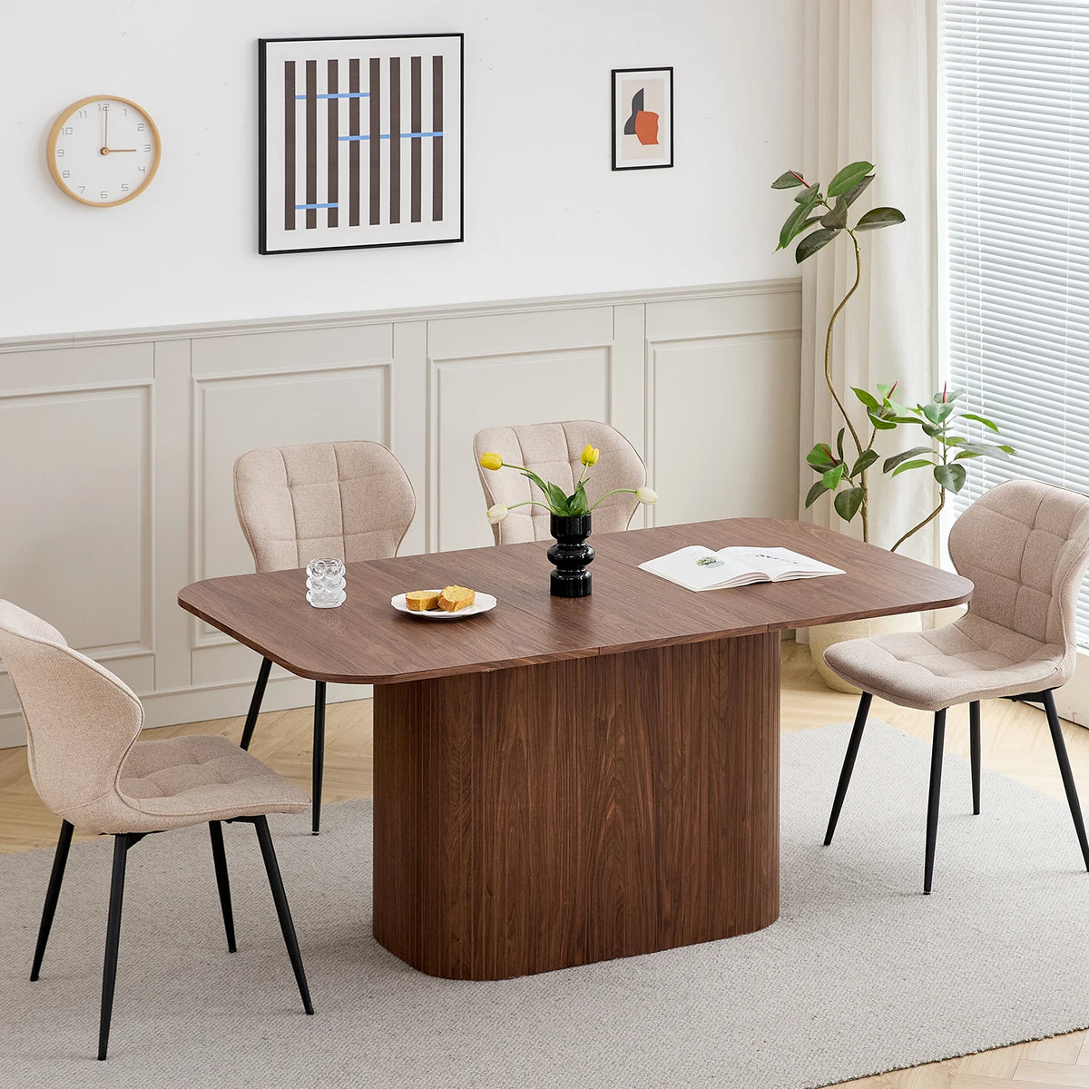 EGOONM Tavolo da pranzo rettangolare in legno massello in stile nordico, tavolo da pranzo per lettura e tempo libero, 160 * 90 cm