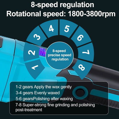 Lucidatrice per auto senza fili con display digitale a 6 velocità, lucidatrice elettrica per auto, macchina per lucidatura e ceratura, compatibile con batteria Makita 18V.