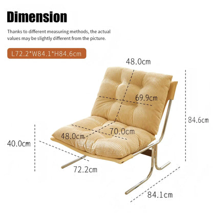 Comoda Poltrona in Velluto a Coste con Rivestimento Rimovibile, Elegante Sedia da Soggiorno con Gambe in Metallo, Morbida Poltrona in Stile Barcellona per Sala d'Attesa, Balcone, Camera da Letto