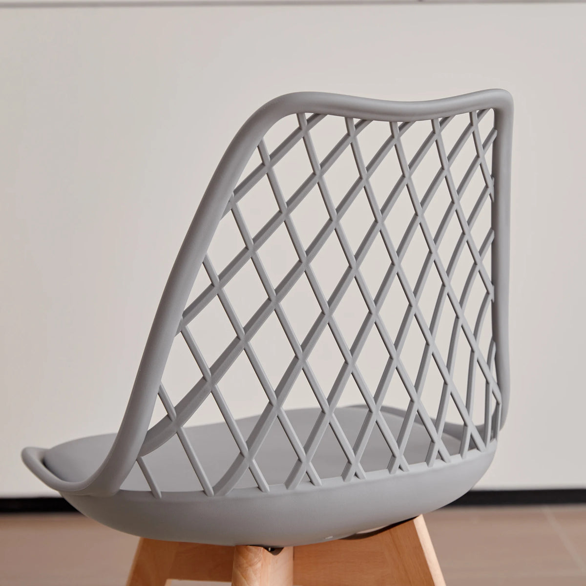 Set di 4/6 sedie da pranzo moderne con schienale in rete con gambe in legno massello e cuscini imbottiti, per sala da pranzo/camera da letto, sedia da caffè