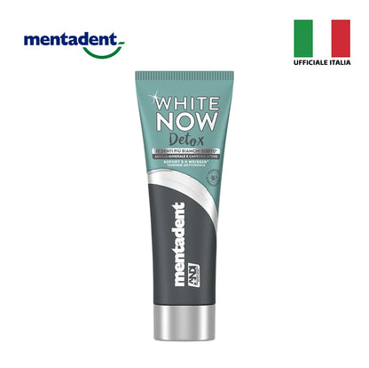 Confezione da 12 Mentadent White Now Detox Carbone 75 ml, dentifricio per igiene orale quotidiana, 900 ml totali