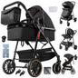 Passeggino 3-in-1 Pieghevole per Neonati con Seggiolino Auto, Sistema da Viaggio Leggero, Sicuro e Stabile, Nuovo Carrozzino