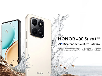HONOR 400 Smart 4G Smartphone, Display 6.77" 120Hz, Batteria 6500mAh Doppia Cella, Fotocamera AI 108MP, Certificazione SGS 5 Stelle, Resistenza IP65, NFC, Dual SIM, Android 15