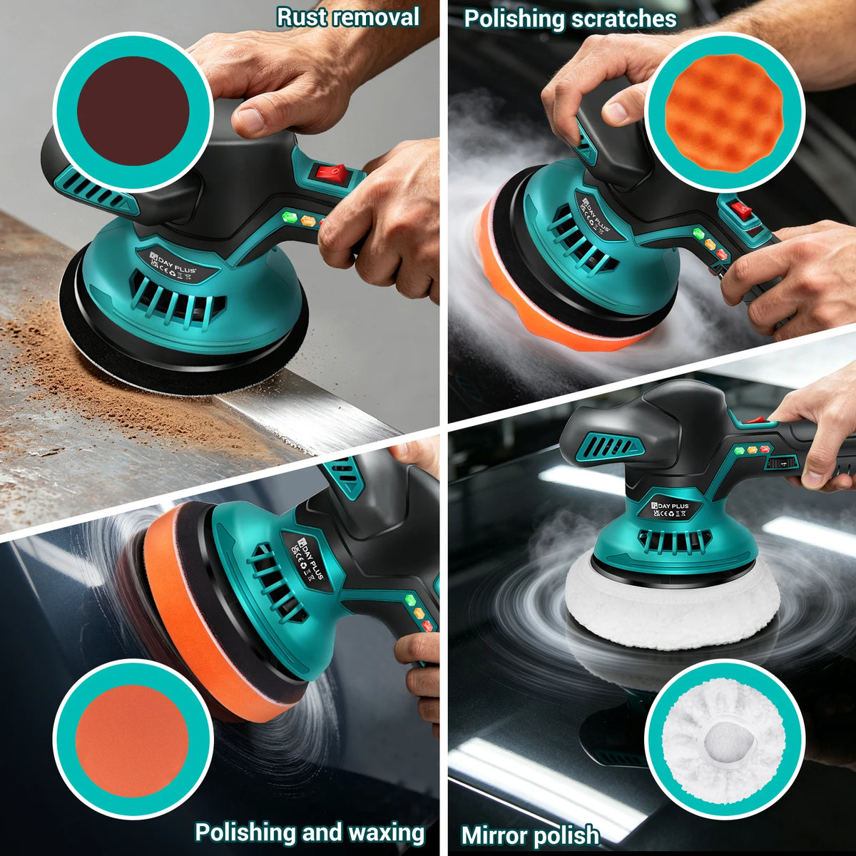 Lucidatrice Senza Fili 12V 800W, 6 Velocità Variabili 2800-6000RPM, Batteria al Litio Portatile, Strumento per Lucidatura Auto, Rimozione Graffi, Finitura a Specchio, Lucidatrice per Dettagli Auto