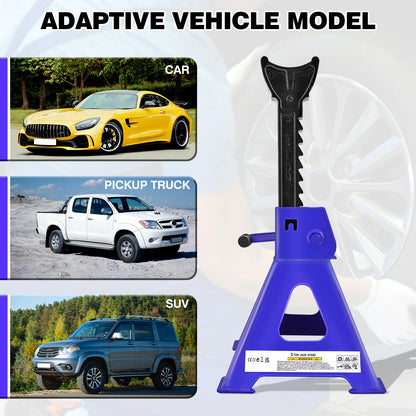 Set di 2 cavalletti per veicoli pesanti da 3 tonnellate, cavalletti di sicurezza a cricchetto per camion, altezza regolabile 29–43 cm, attrezzi di supporto per cambio pneumatici per camion, SUV e camper (due pezzi per confe