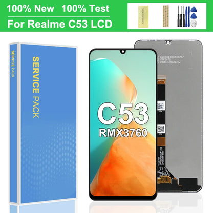 Display LCD da 6,74'' per OPPO Realme C53 con gruppo digitalizzatore pannello telaio - Parte di ricambio per riparazione touch screen RMX3760