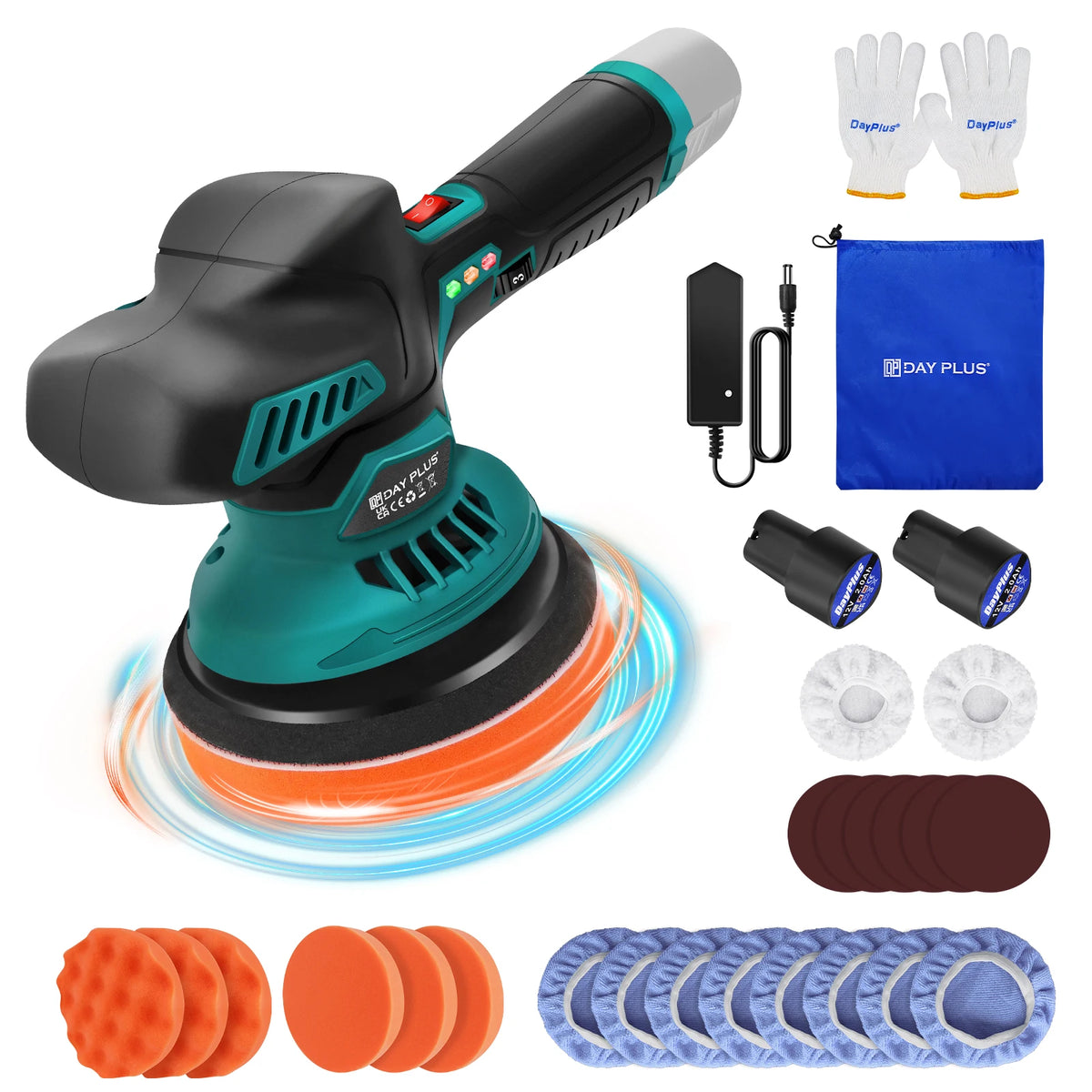 Lucidatrice per auto senza fili, lucidatrice elettrica a 6 velocità variabili con 2 batterie da 12V 2.0Ah – 2800-5500 giri/min, motore brushless – Per dettagli auto, ceratura, levigatura