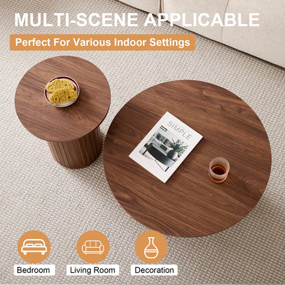 Set di 2 tavolini rotondi in legno in stile nordico, tavolino da caffè impilabile in legno, per mobili da soggiorno/camera da letto