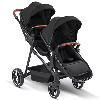 Passeggino Doppio per Bambini da Esterno, Multifunzionale 3-in-1, con Due Seggiolini Auto per Bambini