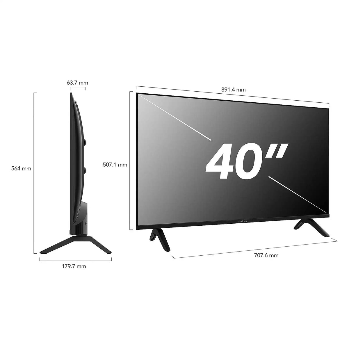 Smart Tech 40FH01K 40 Pollici Full HD Smart TV - Whale OS, HDR10, WiFi, Bluetooth, DVB-T2/S2/C, 3 HDMI, 2 USB, Dolby Digital Plus, VESA 200x200