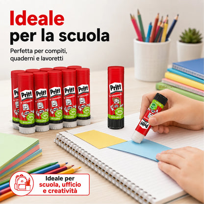 Confezione da 10 pacchi Pritt Colla Stick 43 g,10 stick totali per carta, cartoncino, lavoretti, scuola, ufficio e fai da te