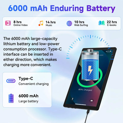 Kb1001L Tablet Android 16 con schermo touchscreen da 10,1 pollici, 20(3+17)Gb di RAM + 64Gb di ROM, processore 5-Core A333 con tastiera, mouse, penna, custodia e auricolari, batteria da 6000Mah, doppia fotocamera 5Mp+8Mp, Wi-