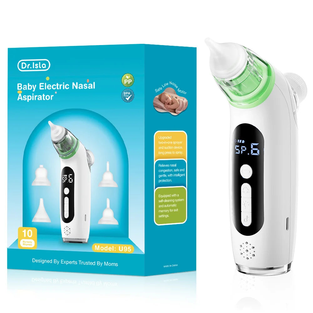 MAMIJOY U95 Aspiratore nasale elettrico per bambini e funzione nebulizzatore 6 modalità di aspirazione e nebulizzatore musicale per bambini e pulitore nasale