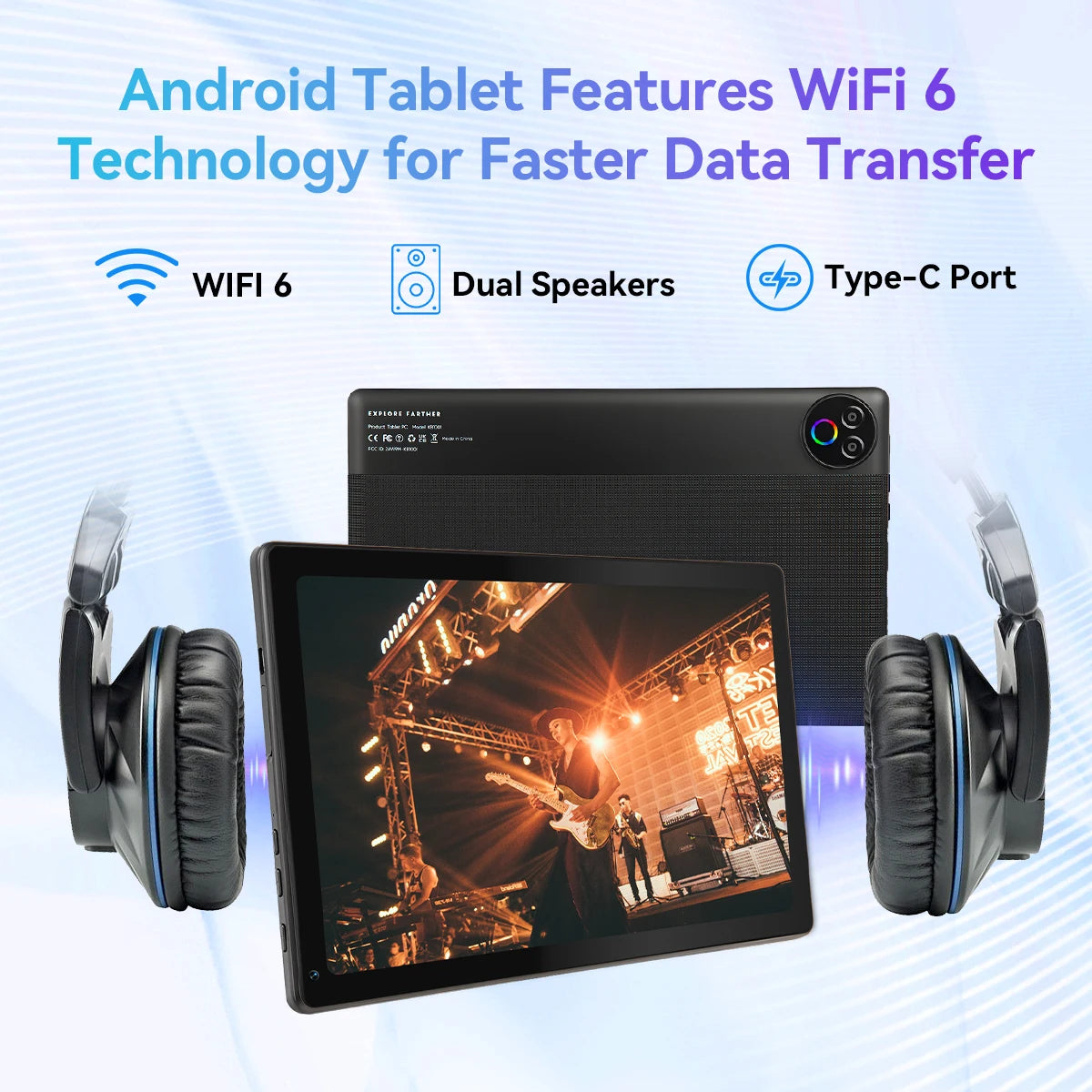 Kb1001L Tablet Android 16 con schermo touchscreen da 10,1 pollici, 20(3+17)Gb di RAM + 64Gb di ROM, processore 5-Core A333 con tastiera, mouse, penna, custodia e auricolari, batteria da 6000Mah, doppia fotocamera 5Mp+8Mp, Wi-