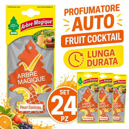 Confezione da 6, 12 o 24 Arbre Magique Fruit Cocktail, profumatori auto da appendere, fragranza fresca e delicata, formato scorta per auto, furgone, armadio e piccoli ambienti