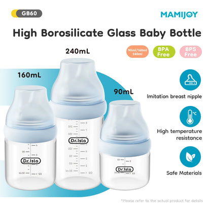 MAMIJOY GB60 – Biberon in vetro da 90, 160 o 240 ml