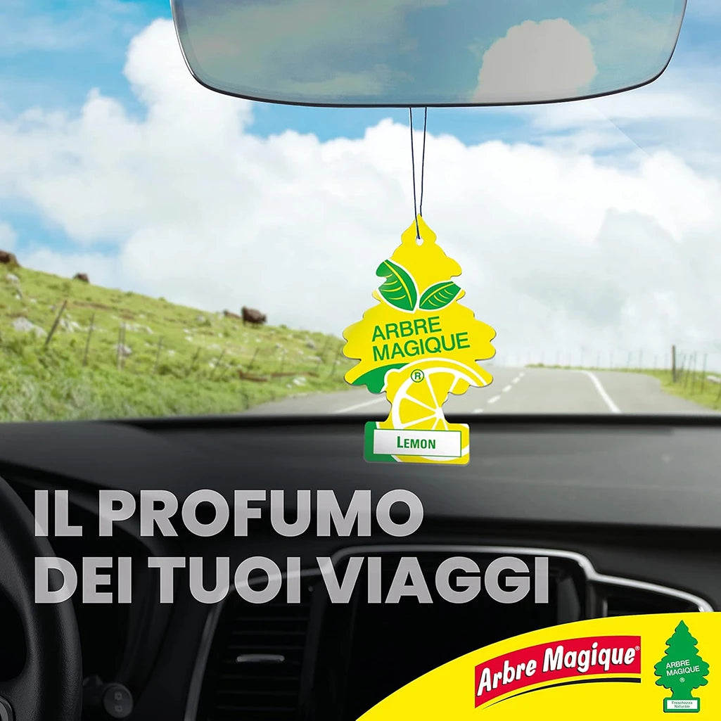 Confezione da 6, 12 o 24 Arbre Magique Limone, profumatori auto da appendere, fragranza fresca e fruttata, formato scorta per auto, furgone, armadio e piccoli ambienti