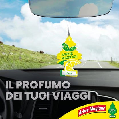 Confezione da 6, 12 o 24 Arbre Magique Limone, profumatori auto da appendere, fragranza fresca e fruttata, formato scorta per auto, furgone, armadio e piccoli ambienti