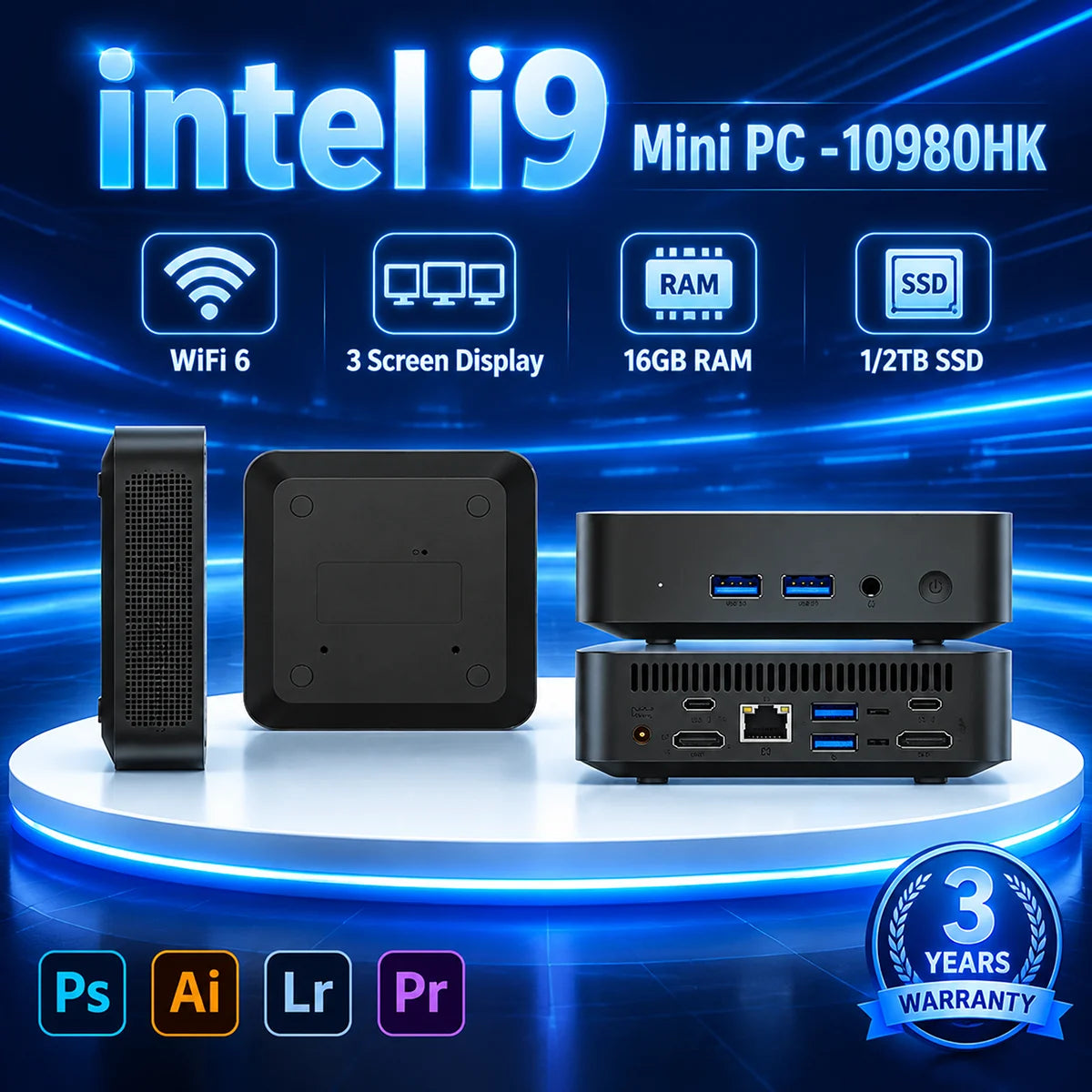 LENO NUOVO Mini PC Computer Portatile da Gaming 16GB RAM 1TB 2TB SSD Intel Core I9 10980HK Windows 11 Pro Office Wifi 6 BT5.2 PC