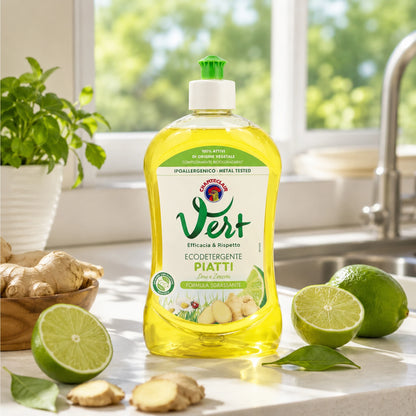 Confezione da 12 Chanteclair Piatti Lime e Zenzero 500 ml, detersivo liquido per stoviglie, formato scorta per cucina e uso quotidiano