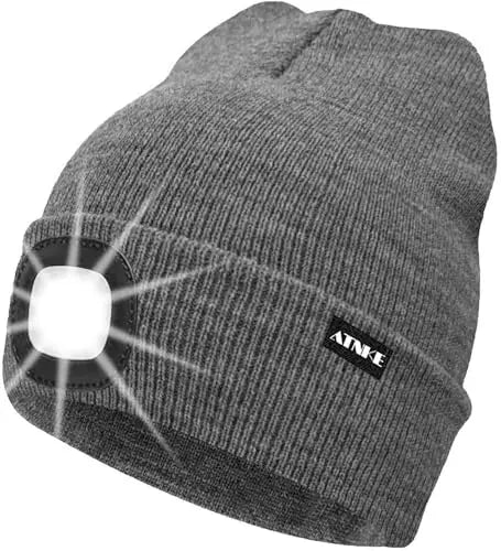 Cappello Illuminato Berretto,USB Ricaricabile Cappello da Corsa 4 LED Impermeabile Luce Invernale Calda Lampada Frontale Regali per Uomo e Donna