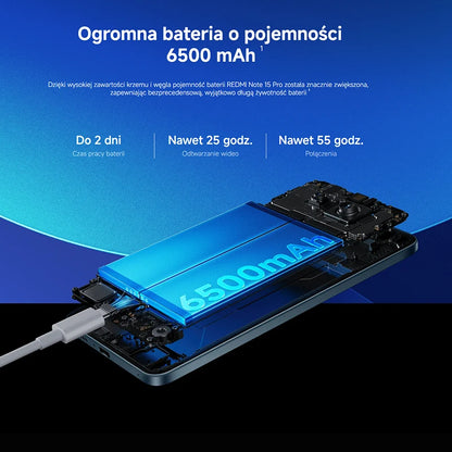 Xiaomi Redmi Note 15 Pro 4G Versione Globale MediaTek Helio G200-Ultra NFC Batteria Monster da 6500mAh Display AMOLED FHD+ da 6.77" Fotocamera da 200MP con OIS Smartphone