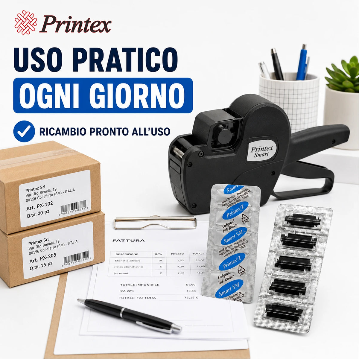 Confezione da 1 pack Tampone Inchiostratore Smart SM BL5, 5 Tamponi inchiostratori di ricambio per Etichettatrice e Prezzatrice