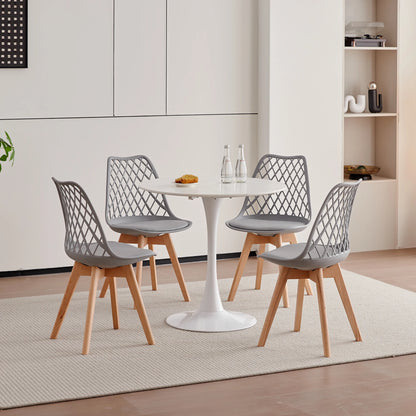 Set di 4/6 sedie da pranzo moderne con schienale in rete con gambe in legno massello e cuscini imbottiti, per sala da pranzo/camera da letto, sedia da caffè