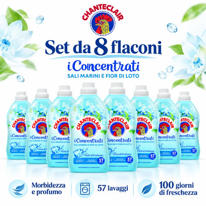 Confezione da 8 Chanteclair Ammorbidente Fiori di Loto 57 Lavaggi, 456 lavaggi totali per bucato in lavatrice