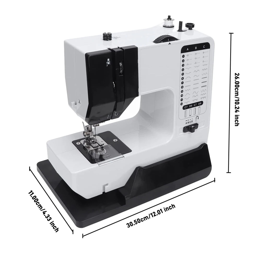 Podofo, macchina da cucire elettrica multifunzione con 12 punti, macchina da cucire portatile con velocità regolabile, ideale per principianti e bambini, per lavori di bricolage e progetti creativi, dotata di pedale e spina