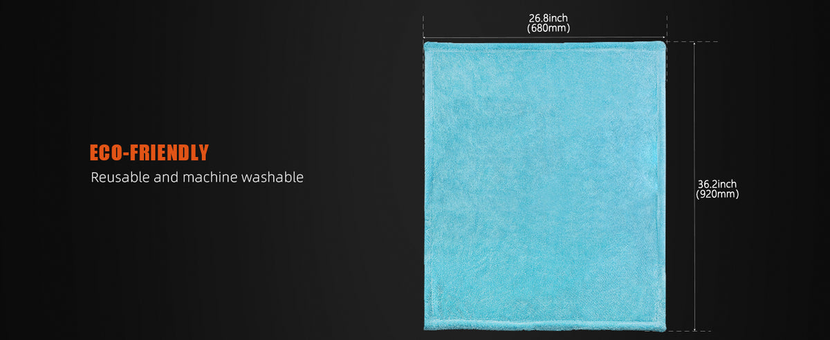 Panno in microfibra SPTA Aqua Blue assorbente 70/30 per asciugatura auto, senza graffi, con trama a spirale, 1100 GSM, 92*70 CM