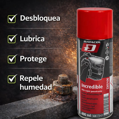 Incredibile Spray Penetrante Professionale DATACOL 400ml – Lubrificante per Viti Arrugginite e Parti Bloccate - 5 in 1