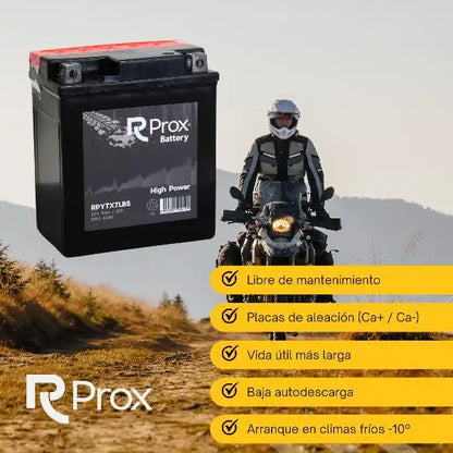 Batteria per Moto YTX7L-BS AGM Alta Potenza 12V 6Ah 100Amp. Massima Potenza di Avviamento. Batteria RC Prox Prodotta in Europa.