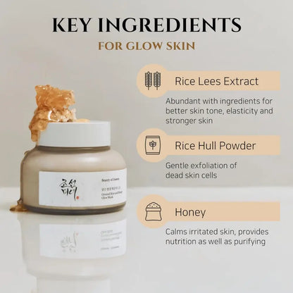 Maschera Illuminante al Riso e Miele Beauty of Joseon 150 ml | Maschera al riso e miele con argilla, idratante, esfoliazione delicata ed effetto luminoso per tutti i tipi di pelle