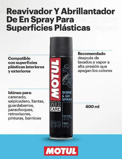 SHINE & GO SP M.C. 
 Ravviva vernici e smalti 
 Lascia una lucentezza secca protettiva 
 aerosol 
 Contenitore da 400 ml