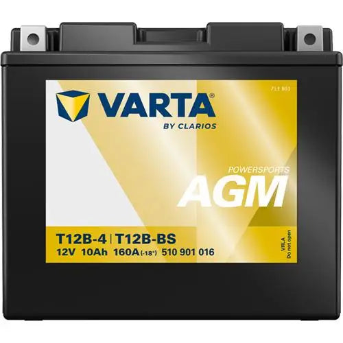 VARTA T12B-BS 12V 10AH 160A +I 
 POWERSPORTS AGM 510 901 016 
 Misure: 
 Lunghezza 151 mm 
 Larghezza 70 mm 
 Altezza 131 mm