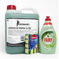 Kit Pulizia Lavastoviglie - Detergente Concentrato Ultra Karawan 5L + Fairy 340ml + Spugne Videla x5 Unità