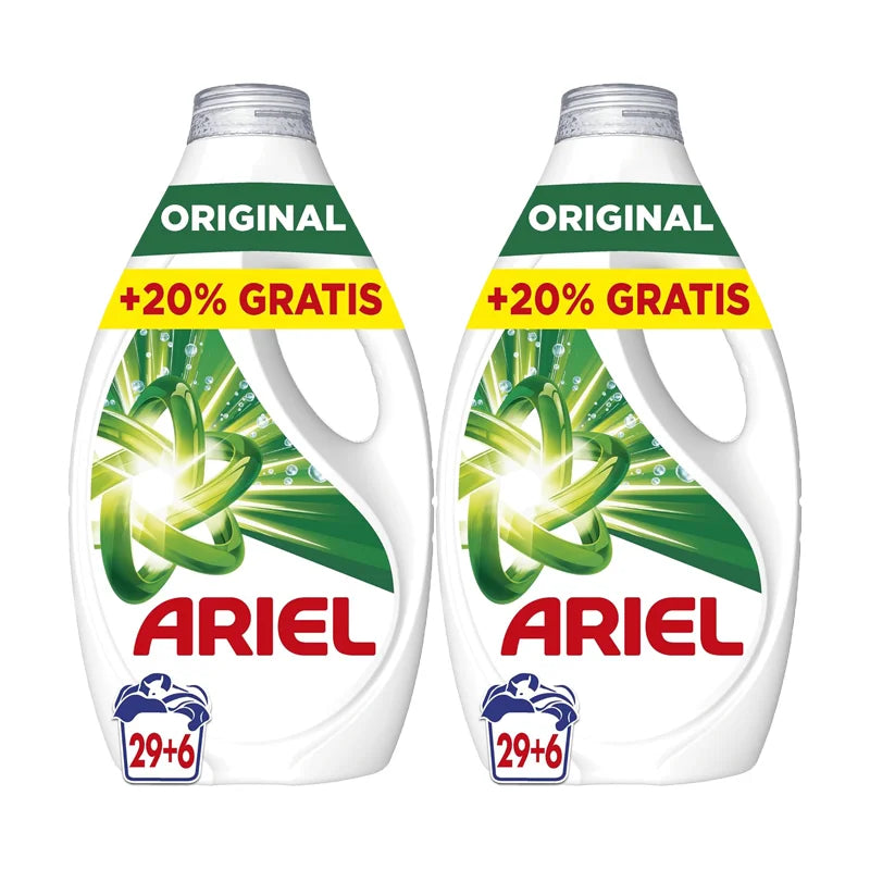 Confezione di Detergente Liquido per Lavatrice Ariel, 35 Lavaggi, 70 Lavaggi o 105 Lavaggi, Originale, Sapone per una Pulizia Migliorata anche con Cicli più Freddi grazie all'Esclusiva Tecnologia di Pulizia a Freddo.