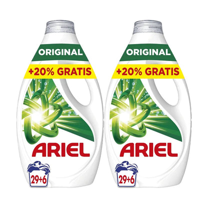 Confezione di Detergente Liquido per Lavatrice Ariel, 35 Lavaggi, 70 Lavaggi o 105 Lavaggi, Originale, Sapone per una Pulizia Migliorata anche con Cicli più Freddi grazie all'Esclusiva Tecnologia di Pulizia a Freddo.