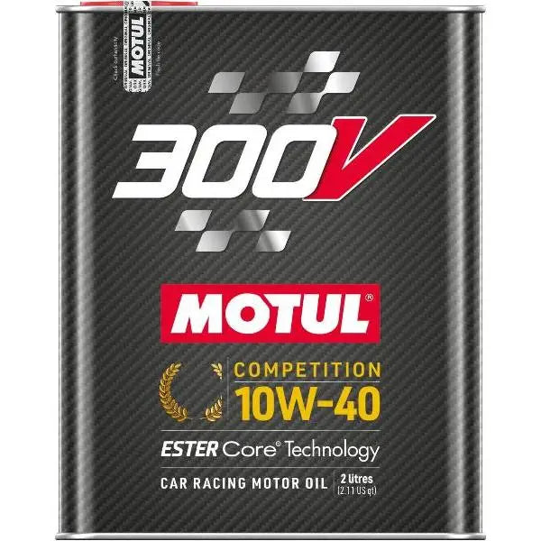 MOTUL 300V Competizione 10W-40 
 Olio motore per auto da corsa 
 Tecnologia Core ESTER ® 
 Contenitore da 2 litri.