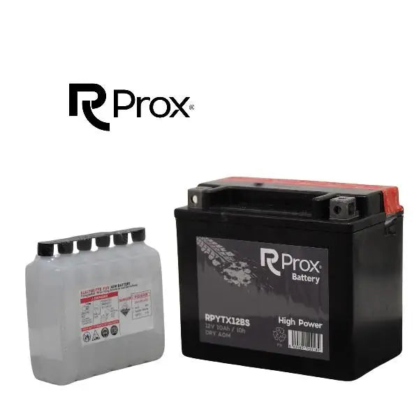 Batteria per moto YTX12-BS AGM ad alta potenza 12V 10Ah 180A. Massima potenza di avviamento. Batteria RC Prox prodotta in Europa.