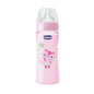 CHICCO BIBERON BENESSERE PINK + 4 M. SILICONE FLOW RAPID 330 ML.