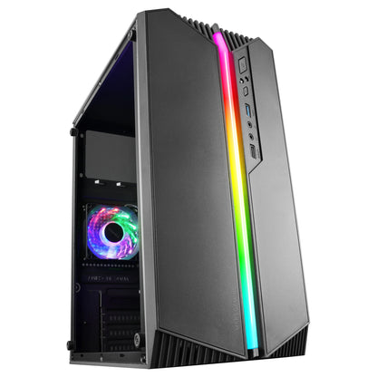 Mars Gaming MC-S1, custodia compatta per PC da gioco Micro-ATX, 12 modalità ARGB anteriore, finestrino laterale, supporto raffreddamento liquido, ventola FRGB, scatola ARGB nera, bianca o rosa