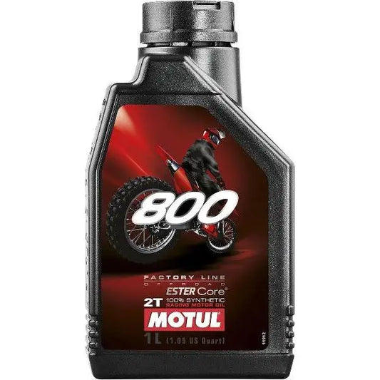 MOTUL 800 2T FACTORY LINE OFF ROAD Lubrificante da Competizione Motocross /MX per Motori 2 Tempi miscelazione manuale 100% Sintetico Tecnologia ESTER Core® Contenitore da 1 litro.