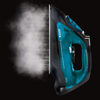 Ferro da stiro a vapore Jocca 2600W con piastra in ceramica, potente getto di vapore e sistema anticalcare per una stiratura rapida