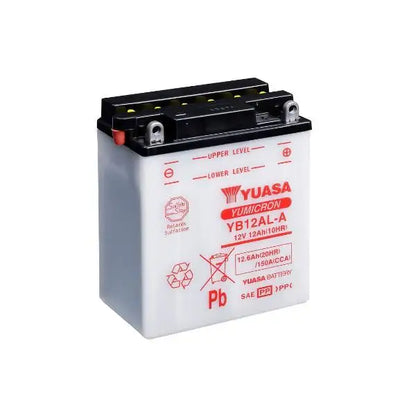 Batteria per moto YUASA YB12AL-A 
 12V 12.6Ah 150A (EN) 
 Gamma YuMicron ® 
 Misure: 
 Lunghezza 	 136 mm 
 Larghezza 	 82 mm 
 Altezza 	 162 mm